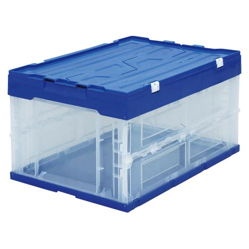 アイリスオーヤマ　ハード折りたたみコンテナフタ一体型　４０Ｌ（ブルー／クリア）