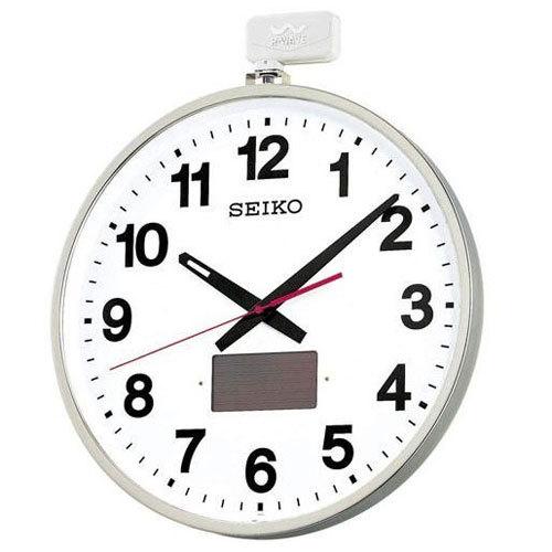 セイコー　屋外・防雨型ソーラー電波掛時計（銀色）