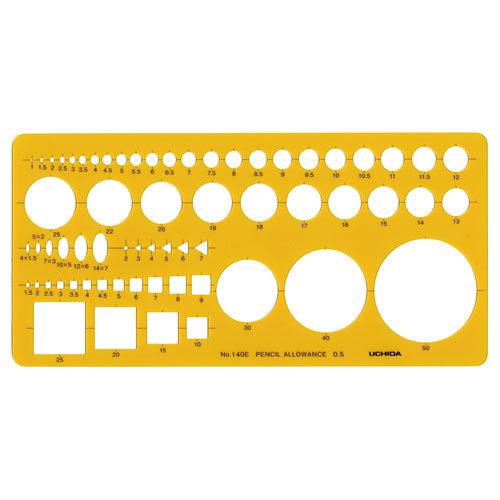ウチダ　テンプレート　No１４０E　建築土木定規　Ｎｏ．１４０Ｅ　建築士・受験者用定規