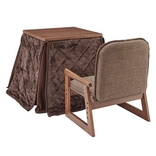 ユアサプライムス　おひとり様こたつ （こたつ、椅子、布団の３点セット）（ブラウン）