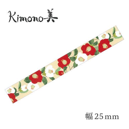 カミイソ　和柄マスキングテープ　ｋｉｍｏｎｏ美　レトロモダン　椿　幅２５ｍｍ