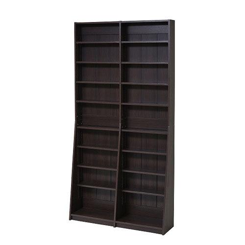 ＪＫプラン　文庫本収納ラック 省スペース スリム 本棚 木製 リビングシェルフ 棚板 かんたん調節（...