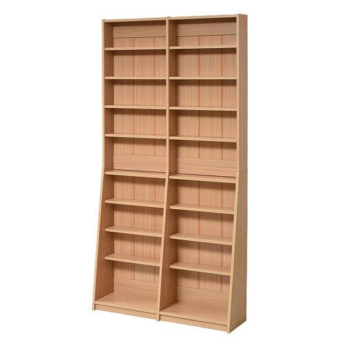 ＪＫプラン　文庫本収納ラック 省スペース スリム 本棚 木製 リビングシェルフ 棚板 かんたん調節（...