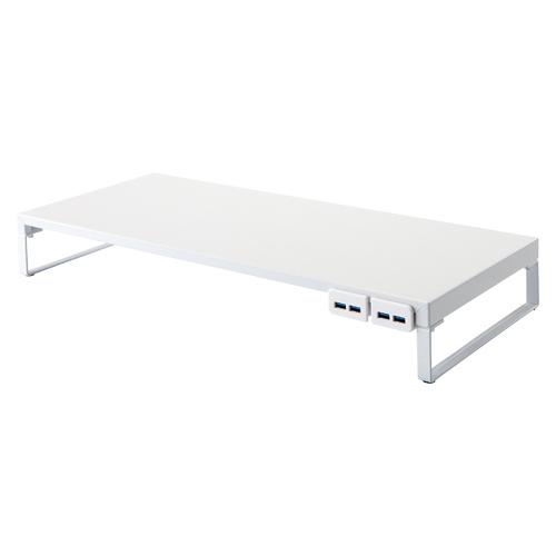 リヒトラブ　机収納シリーズ 机上台＜幅590mm・USB3.0ハブ付＞ A-7334-0（白）