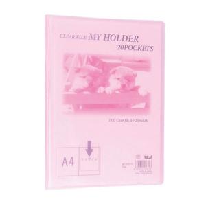 ●テージー　マイホルダー 透明ポケット式　A4判タテ型(20ポケット)（ピンク）