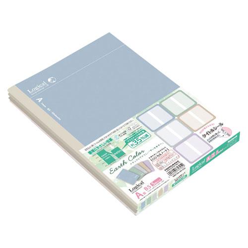 ナカバヤシ　スイング・ロジカルノート　アースカラーシリーズ　糸綴じノート　セミＢ５判・５冊入（ブルー...