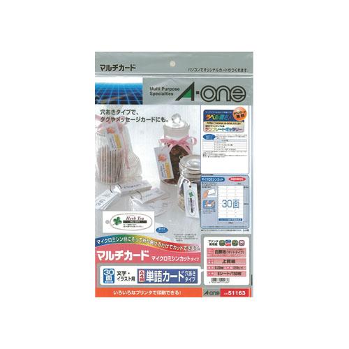 エーワン　マルチカード 単語帳カード＜穴あきタイプ＞ 30面
