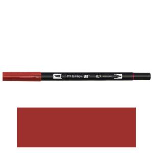 トンボ鉛筆　ＡＢＴ　デュアルブラッシュペン　水彩　マーカー　カラーペン　ツインタイプ　DUALBRUSH　単色（ワインレッド）｜dotkae-ru