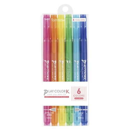 ●トンボ鉛筆　水性サインペン プレイカラーK 6色セットA 水性ペン カラーペン イラスト お絵描き...