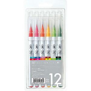 ●呉竹　ＺＩＧクリーンカラーリアルブラッシュ　カラー筆ペン　１２ＶＡ　１２色｜dotkae-ru