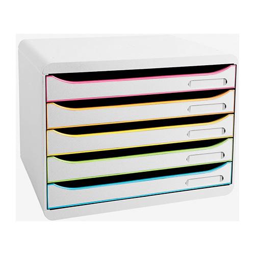 エグザコンタ　ビッグボックス プラス 5段 A4判ヨコ型（ホワイト／マルチカラー）