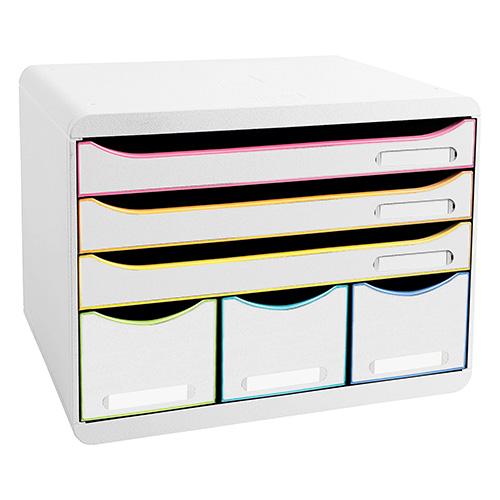 エグザコンタ　ビッグボックス プラス 3段+小物ポケット A4判ヨコ型（ホワイト／マルチカラー）