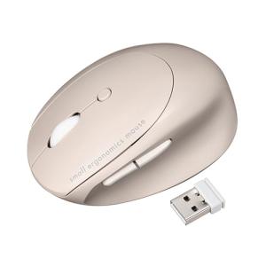 サンワサプライ　静音ワイヤレスコンボ 小型エルゴノミクスマウス(充電式・5ボタン)（ベージュ）