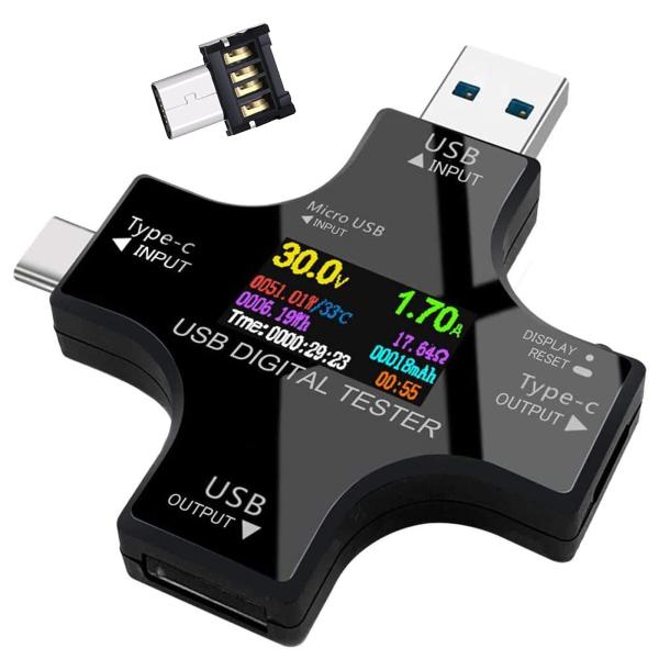 テスター 検電器 電流計 USBのテスタータイプCのメートル USBのデジタルマルチメータ 3E38...