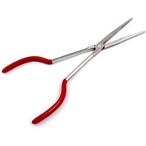 工具 DDP 11インチの高いステンレス鋼の余分長く容易な範囲のまっすぐな針の鼻のプライヤーの赤