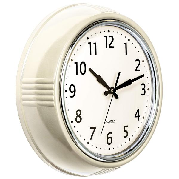 【並行輸入品】 レトロ壁掛け時計 9.5 インチ クリーム キッチン 50 年代 ヴィンテージ デザ...