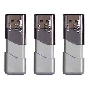 PNY 32GB Turbo Attache 3 USB 3.0 フラッシュドライブ 3-Pack, グレー｜dotsupplyllc