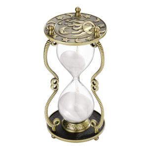 砂時計 置き時計 SuLiao砂時計タイマー60分太陽と月の彫刻真鍮砂時計 金属白砂時計60分 アンティーク