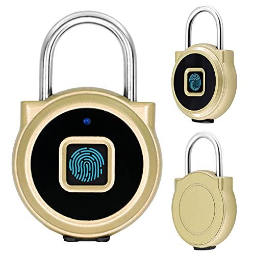 スマートロック 交換 キー  スマート指紋認証南京錠 Bluetoothロック USB充電式 遠隔認...