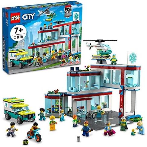 レゴ シティ病院建築セット60330おもちゃの救急車、救助ヘリコプターと12ミニフィギュア、知育の楽...