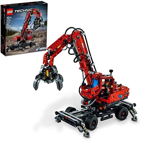 レゴ テクニック マテリアル ハンドラー 42144、クレーン模型玩具、手動および空気圧機能付き、建...
