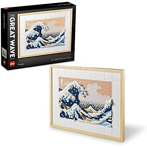 レゴ アート北斎-大波31208、3D日本壁アートクラフトキット、額入りオーシャンキャンバス、大人の...