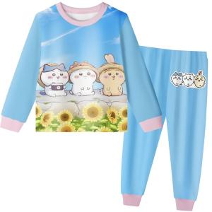 ちいかわ パジャマ 上下セット 子供 かわいい キャラクター Tシャツ 長袖 長パンツ ルームウェア キッズ 部屋着 春秋冬 100cm-140cm 綿 可愛い｜dotto-ribon