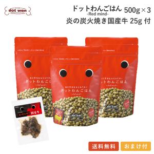 ドッグフード 無添加 国産 おすすめ シニア ドットわん ごはん まとめ買い3個 炎の炭火焼き国産牛25g付  牛ごはん 総合栄養食 犬 おやつ 全犬種対応 爆買｜ドットわんネットショップ