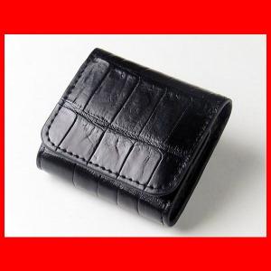 小銭入れ クロコダイル メンズ レディース ブラック コインケース ワニ革 鰐皮 わに革 本革 ユニセックス 男女兼用 マット加工 ラッピング無料 黒B