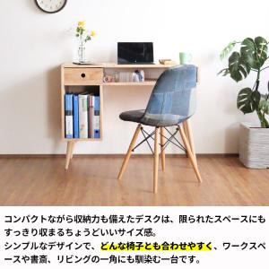 デスク 収納付き 幅100cm 天然木 木製 ...の詳細画像4