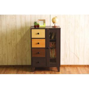 (タイムセール中) キャビネット おしゃれ 引き出し 4段 サイドボード 59×39×89cm カラ...