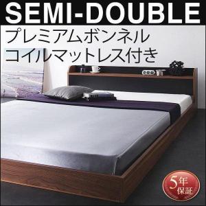 セミダブルベッド マットレス付き プレミアムボンネルコイル ローベッド｜double