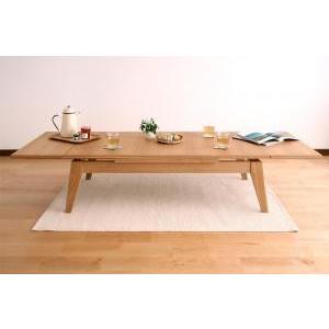 ローテーブル 120-180cm おしゃれ 伸縮 ワイドに広がる伸長式天然木 リビングテーブル