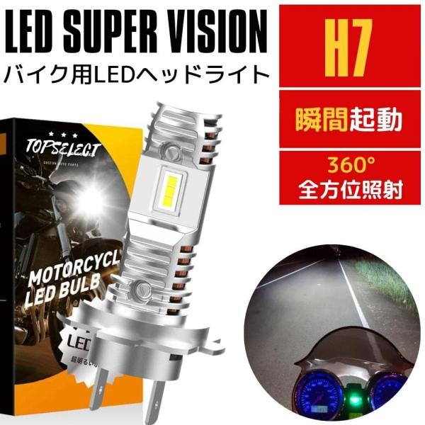ZX-6R（ロービーム側）ZX636E 13〜16年 LEDヘッドライト H7 バイク用 新基準車検...