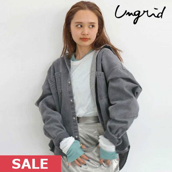 SALE アングリッド ungrid 23秋冬 デニムビッグルーズシャツ トップス 長袖 ミドル丈 ...