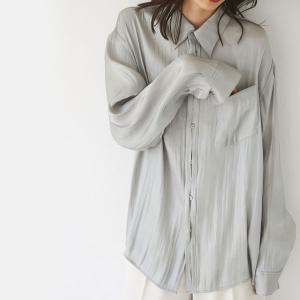 TODAYFUL トゥデイフル 21秋冬 Crepesatin Over Shirts クレープサテンオーバーシャツ レディース トップス シャツ 長袖 光沢 ツヤ ゆったり