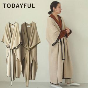 SALE TODAYFUL トゥデイフル 20秋冬 Doubleface Knit Gown ダブルフェイスニットガウン レディース アウター 羽織り 前開き 2WAY リボン ガウン
