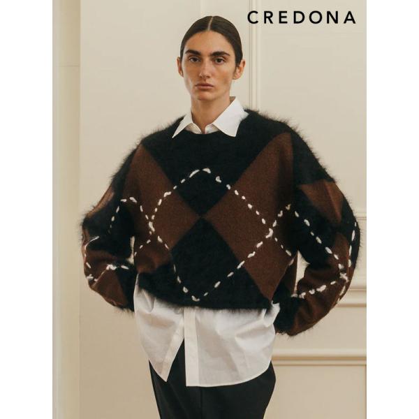クレドナ CREDONA トップス BRITISH ARGILLE KNIT 12月下旬〜1月中旬予...