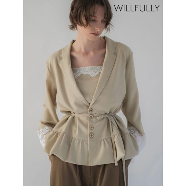 新作10%OFF ウィルフリー WILLFULLY アウター cuffs lace hem ball...