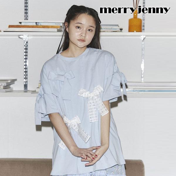 メリージェニー merry jenny トップス 24春夏 ピンタックリボンBig Tee ミドル丈...