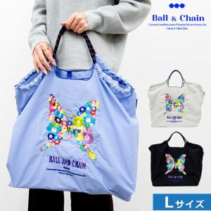 【送料無料】 Ball＆Chain ボールアンドチェーン 正規品 F.BUTTERFLY Lサイズ バッグ BLUE LABEL ショッピング エコ トート ショルダー 刺繍 プレゼント 小物｜doubleheart