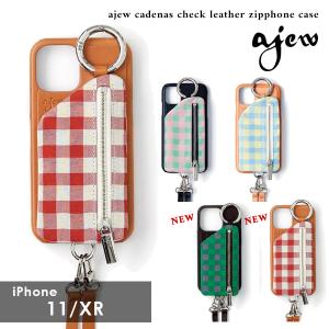 【11/XR対応】エジュー ajew ajew cadenas check leather zipphone case iphone11 iphoneXR 本革 レザー スマホケース ストラップ ac202100111 父の日