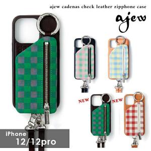 【12/12pro対応】エジュー ajew ajew cadenas check leather zipphone case iphone12 iphone12pro 12pro ケース 12 iphone 本革 レザー 牛革 父の日｜doubleheart