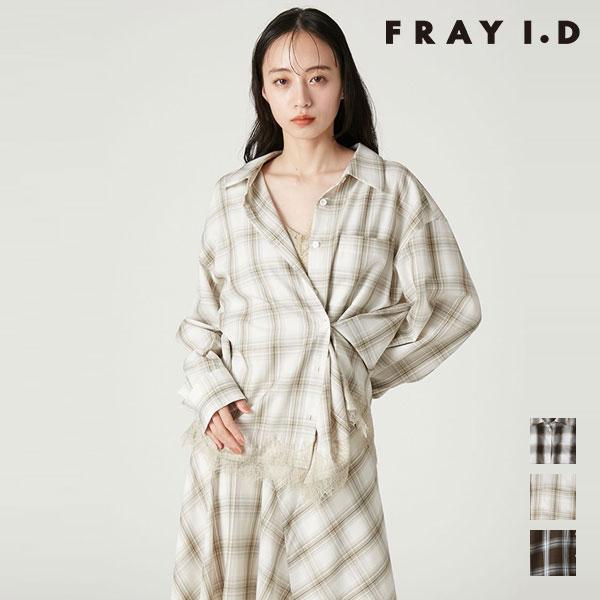フレイアイディー FRAY I.D トップス 26秋冬 レーストリムチェックシャツ 長袖 ミドル丈 ...
