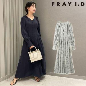 フレイアイディー FRAY I.D ワンピース 24春夏 パイピングデザインサテンタックワンピース ロング丈 長袖 fwfo241077｜doubleheart