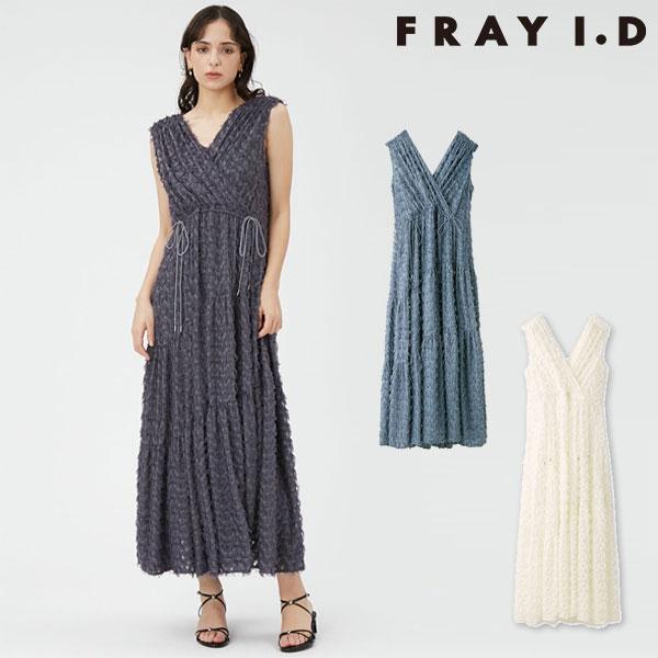 SALE フレイアイディー FRAY I.D ワンピース 24春夏 フリンジジャガードカシュクールワ...