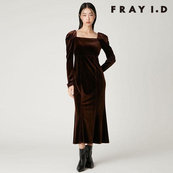 フレイアイディー FRAY I.D ワンピース 25秋冬 ベロアナローワンピース 長袖 ロング丈 f...