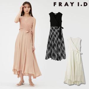 SALE フレイアイディー FRAY I.D ワンピース 24春夏 カシュクールニットコンビワンピース ドレス ロング丈 ノースリーブ｜doubleheart