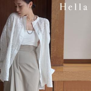 ヘラ Hella トップス 24春夏 STRIPE EMBROIDERY RACE SH ストライプエンボブロイダリーレースシャツ ロング丈 長袖 h241-18｜doubleheart