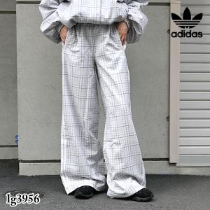 アディダスオリジナルス CALCA ESPORTIVA LARGA XADREZ adidas originals ボトムス ワイドパンツ フルレングス チェック柄 運動 スポーツ トレフォイルロゴ
